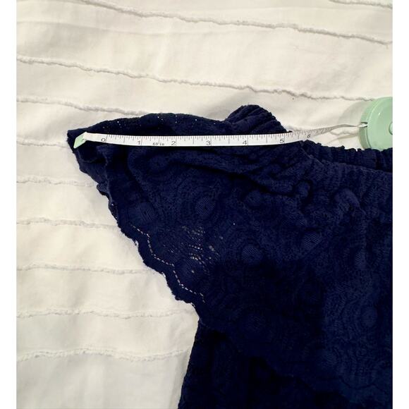 Kimchi Blue by Urban Outfitters Off Shoulder Navy Blue Blouse Women's Small Twee - Picture 6 of 11